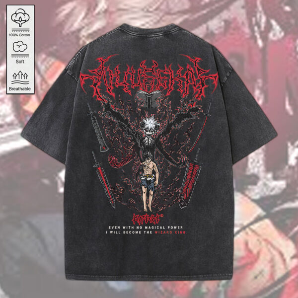 Black Clover 2D Acid Washed Cotton Shirt - MEDIA 009
