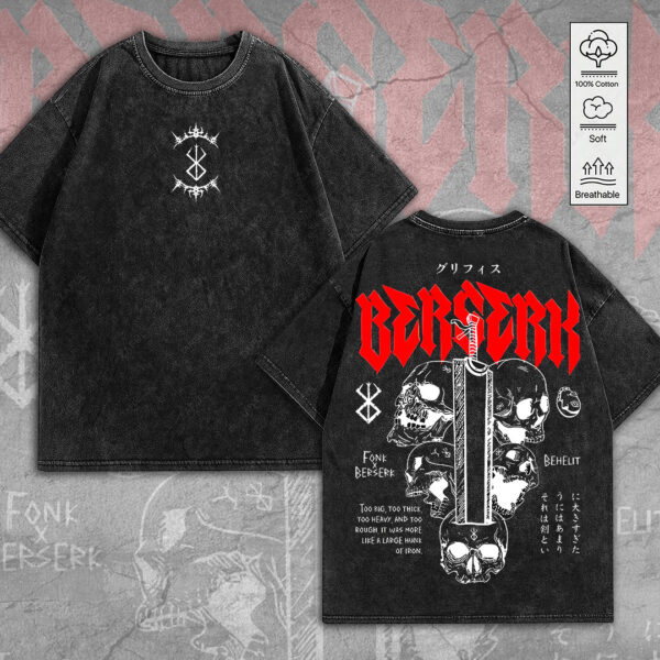 Berserk 2D Acid Washed Cotton Shirt - MEDIA 085