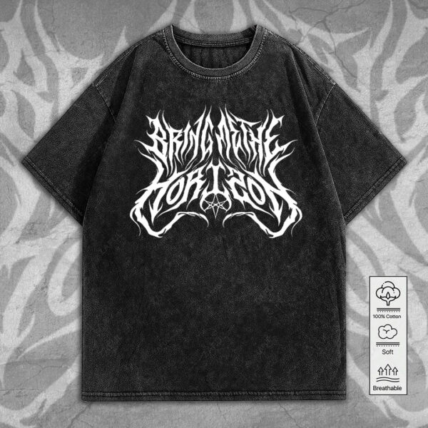 Bring Me the Horizon 2D Acid Washed Cotton Shirt - MEDIA 050