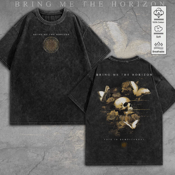 Bring Me the Horizon 2D Acid Washed Cotton Shirt - MEDIA 053