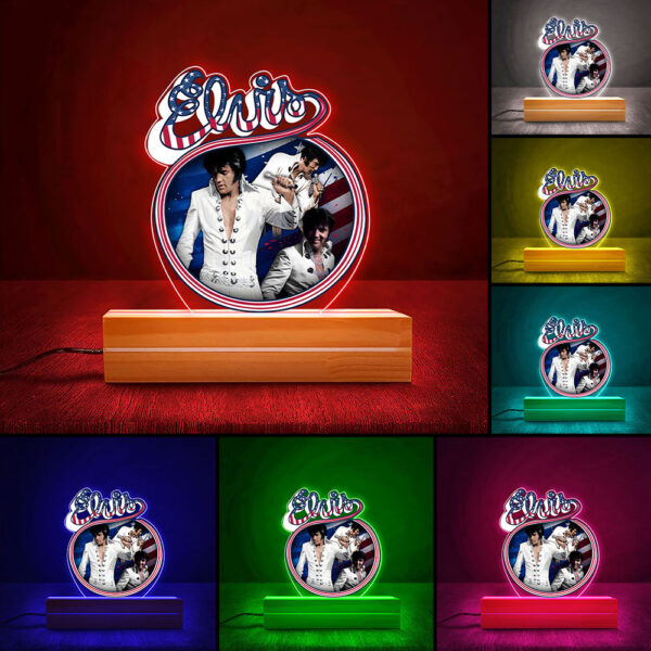 Elvis Presley Led Light with Wooden Base (7 Colors) - HOATT 11245