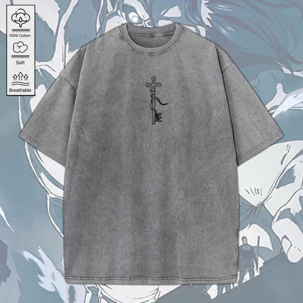 Eren Yeager x Attack on Titan 2D Acid Washed Cotton Shirt - MEDIA 059