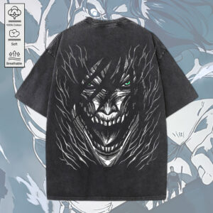 Eren Yeager x Attack on Titan 2D Acid Washed Cotton Shirt - MEDIA 113