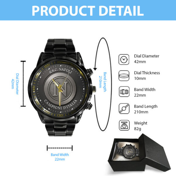 S.S.C. Napoli Black Stainless Steel Watch - GNE NEW387