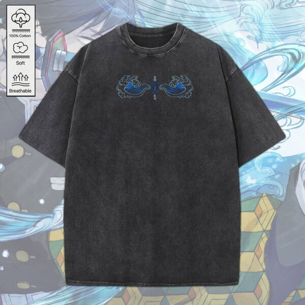 Giyu Tomioka x Demon Slayer 2D Acid Washed Cotton Shirt - MEDIA 122