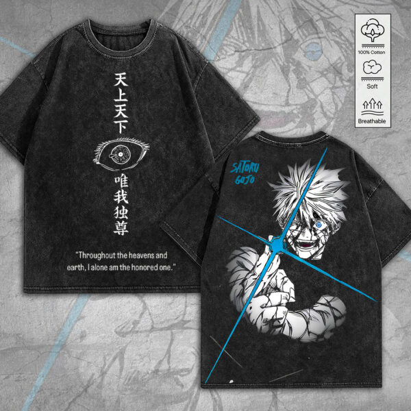 Gojo Satoru x The Honored One x Jujutsu Kaisen 2D Acid Washed Cotton Shirt - MEDIA 069