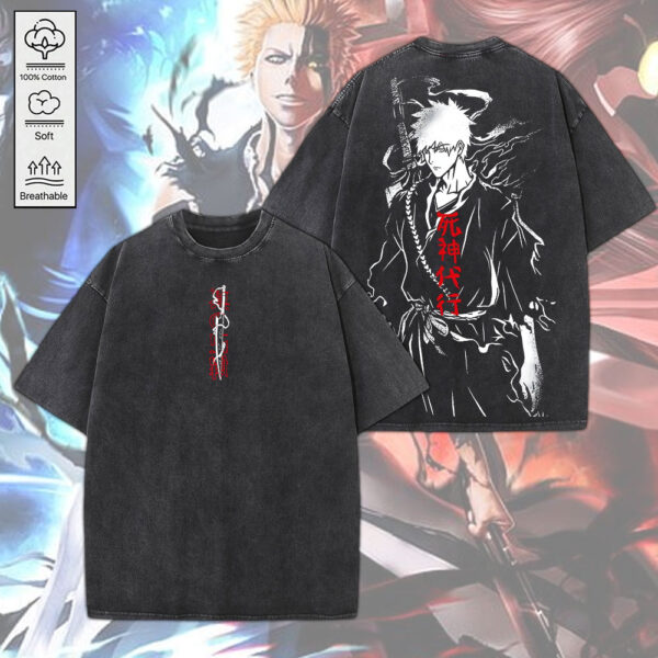 Ichigo Kurosaki x Bleach 2D Acid Washed Cotton Shirt - MEDIA 018
