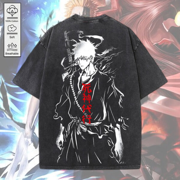 Ichigo Kurosaki x Bleach 2D Acid Washed Cotton Shirt - MEDIA 018