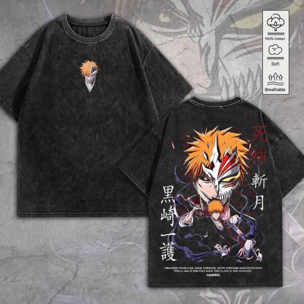 Ichigo Kurosaki x Bleach 2D Acid Washed Cotton Shirt - MEDIA 127