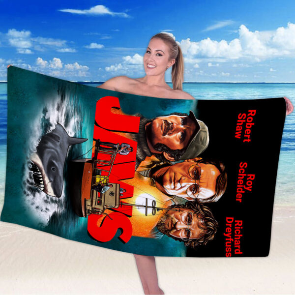 Jaws Rectangle Beach Towel - HOATT 11422