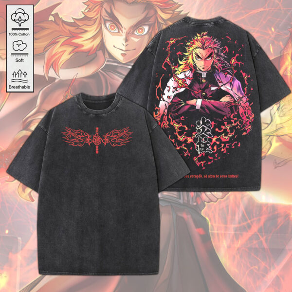 Demon Slayer 2D Acid Washed Cotton Shirt - MEDIA 014