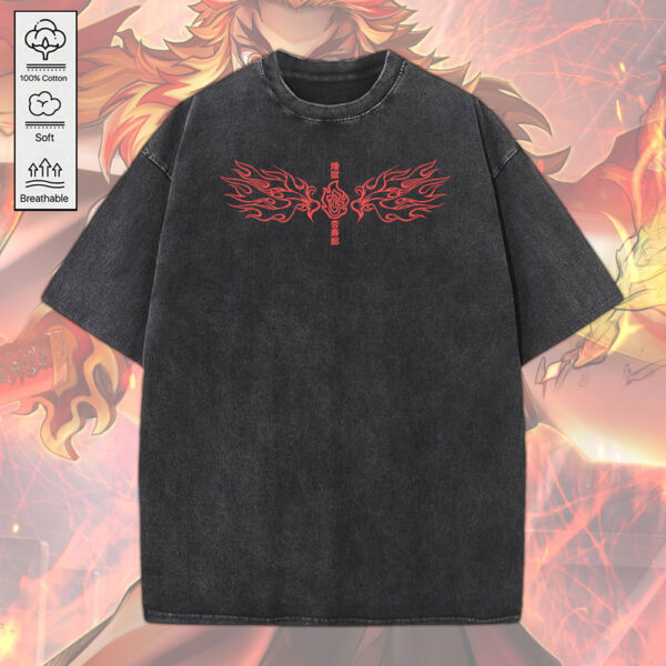 Demon Slayer 2D Acid Washed Cotton Shirt - MEDIA 014