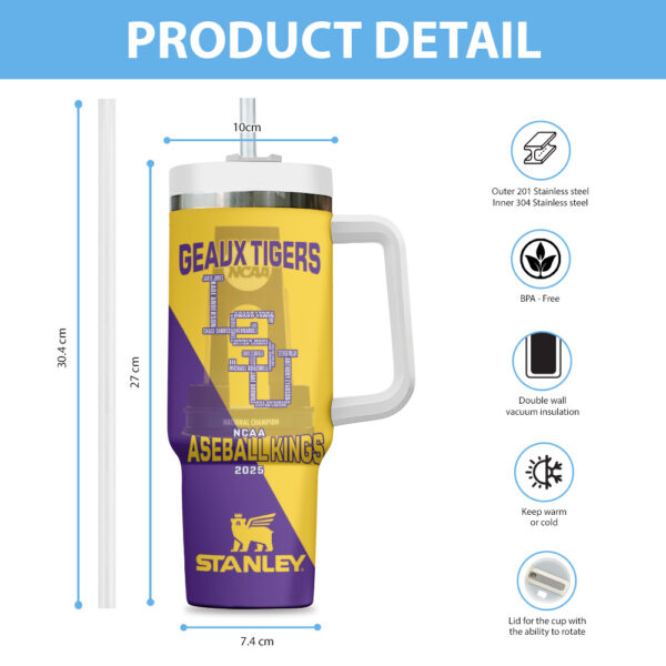 LSU Tigers Baseball 40oz Stanley Tumbler - TANTN 13944