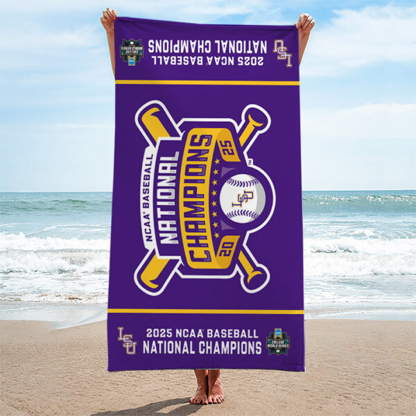 LSU Tigers Baseball Rectangle Beach Towel - TANTN 13899