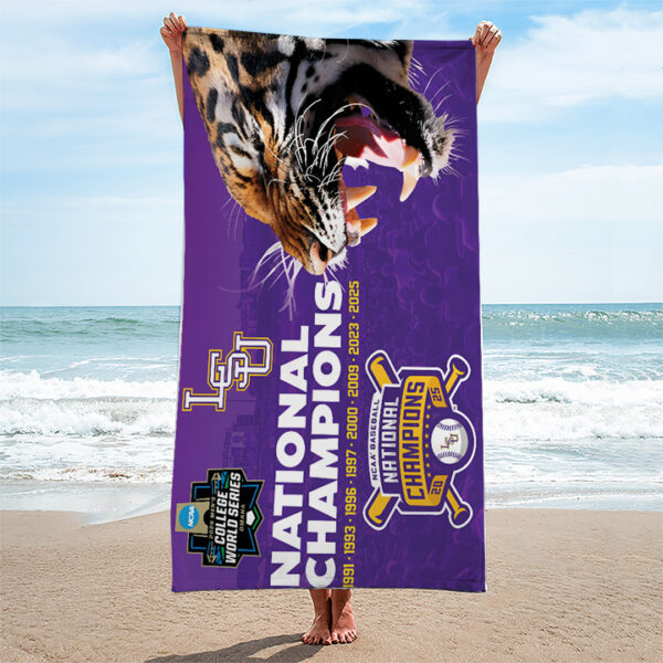 LSU Tigers Baseball Rectangle Beach Towel - TANTN 13981