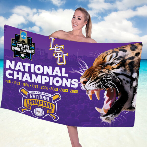 LSU Tigers Baseball Rectangle Beach Towel - TANTN 13981
