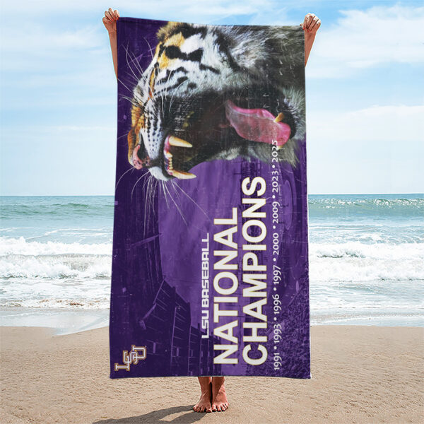 LSU Tigers Baseball Rectangle Beach Towel - TANTN 14007