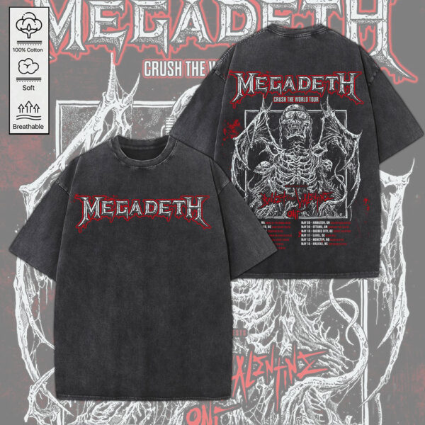 Megadeth Band 2D Acid Washed Cotton Shirt - MEDIA 039