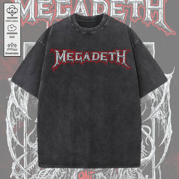 Megadeth Band 2D Acid Washed Cotton Shirt - MEDIA 039