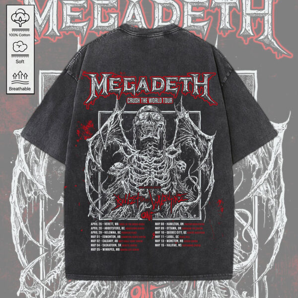 Megadeth Band 2D Acid Washed Cotton Shirt - MEDIA 039