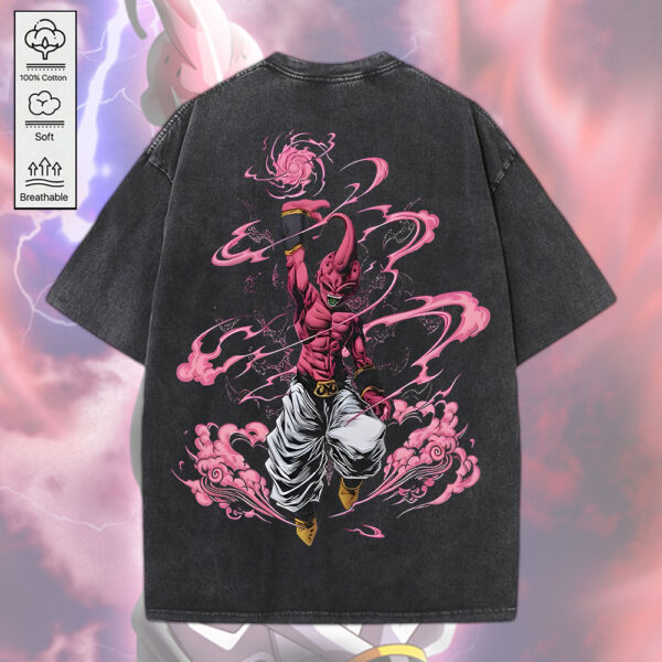 Majin Buu x Dragon Ball 2D Acid Washed Cotton Shirt - MEDIA 115