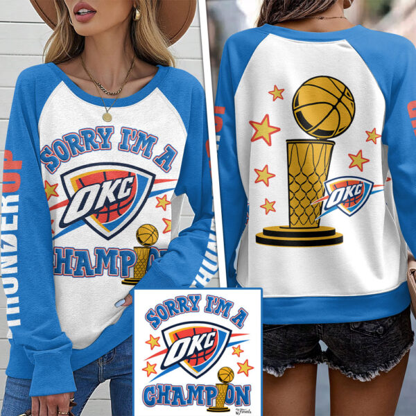Oklahoma City Thunder Round Neck Raglan Sleeve Sweatshirt – MAITM 11759