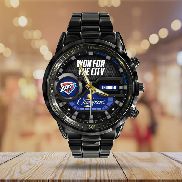 Oklahoma City Thunder Black Stainless Steel Watch - HOATT 11396