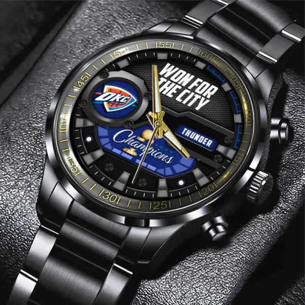 Oklahoma City Thunder Black Stainless Steel Watch - HOATT 11396