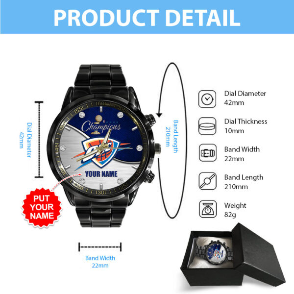 Personalized Oklahoma City Thunder Black Stainless Steel Watch - HOATT 11395