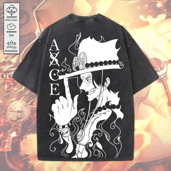 Portgas D. Ace x One Piece 2D Acid Washed Cotton Shirt - MEDIA 116