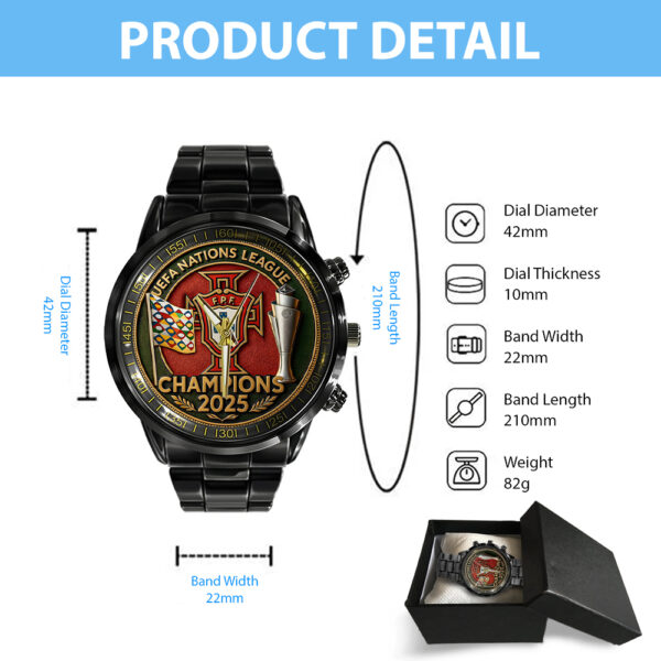 Portugal National Football Team Black Stainless Steel Watch - TANTN 13503