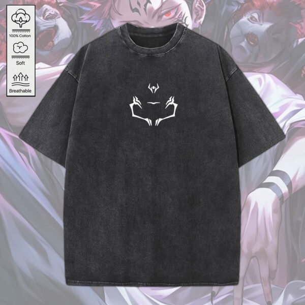 Ryomen Sukuna x Jujutsu Kaisen 2D Acid Washed Cotton Shirt - MEDIA 068
