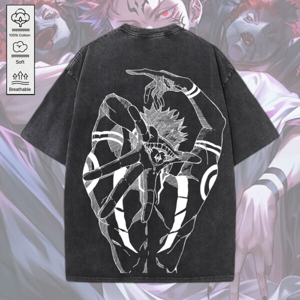 Ryomen Sukuna x Jujutsu Kaisen 2D Acid Washed Cotton Shirt - MEDIA 068