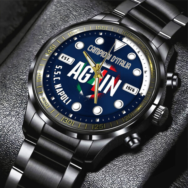 S.S.C. Napoli Black Stainless Steel Watch - HOATT 11145