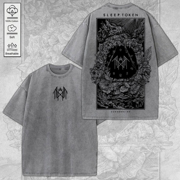 Sleep Token 2D Acid Washed Cotton Shirt - MEDIA 024