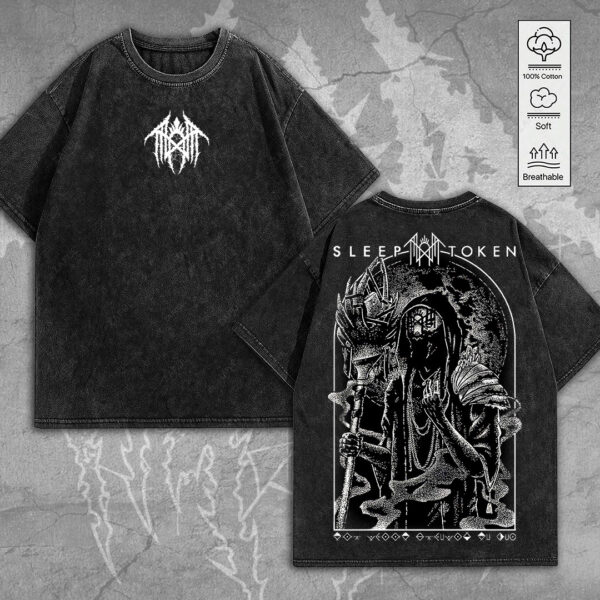 Sleep Token 2D Acid Washed Cotton Shirt - MEDIA 026
