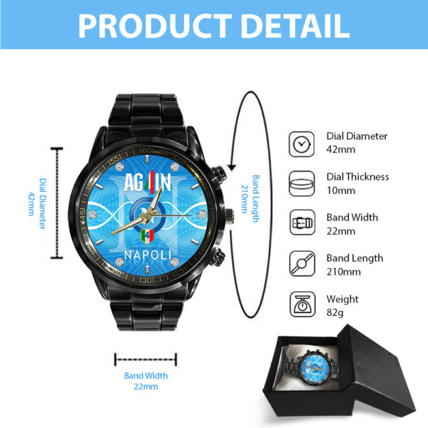 S.S.C. Napoli Black Stainless Steel Watch - GNE NEW421