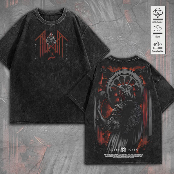 Sleep Token 2D Acid Washed Cotton Shirt - MEDIA 047