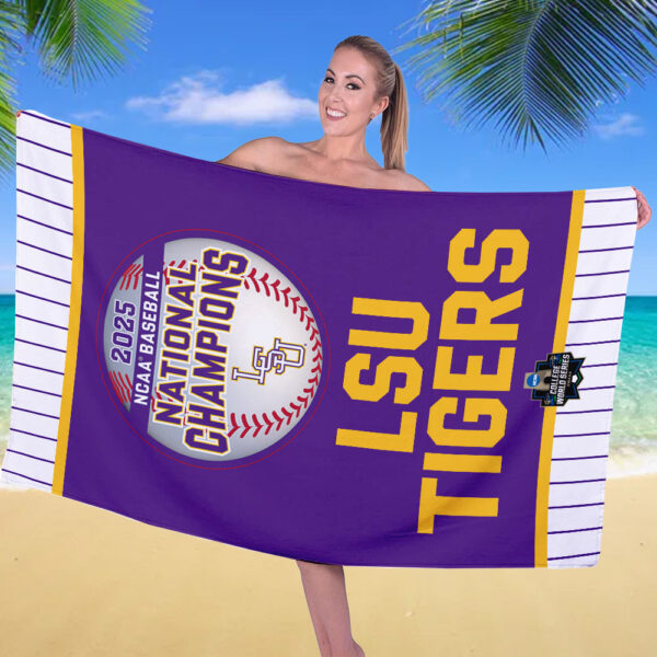 LSU Tigers Baseball Rectangle Beach Towel - TANTN 13863
