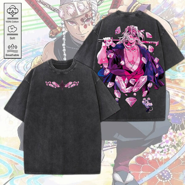Tengen Uzui x Demon Slayer 2D Acid Washed Cotton Shirt - MEDIA 121