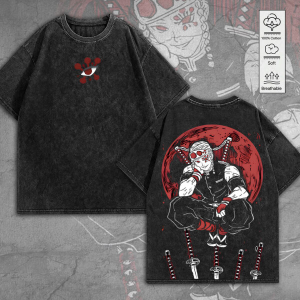 Tengen Uzui x Demon Slayer 2D Acid Washed Cotton Shirt - MEDIA 109