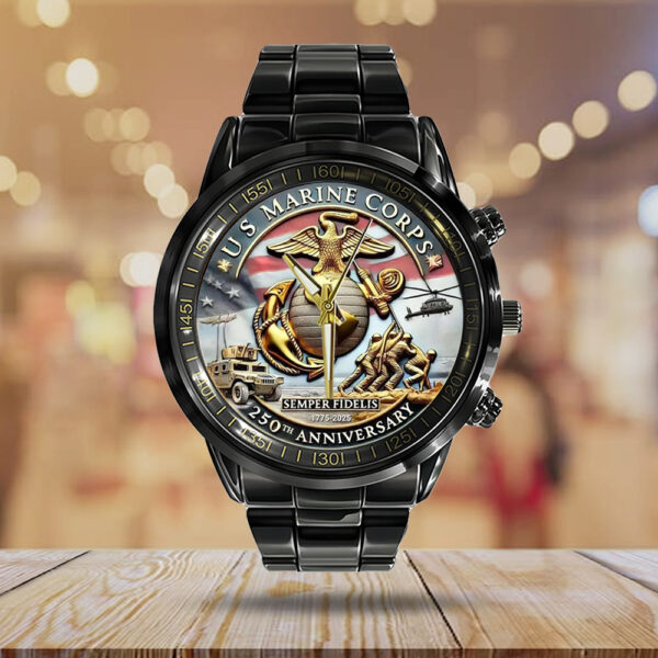 US Marine Corps Black Stainless Steel Watch - MAITM 12180