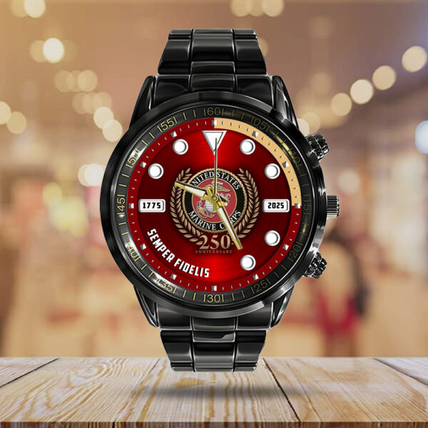 US Marine Corps Black Stainless Steel Watch - MAITM 12199