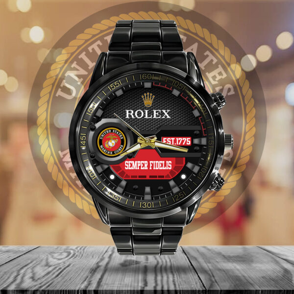US Marine Corps x Rolex Black Stainless Steel Watch - MAITM 12156