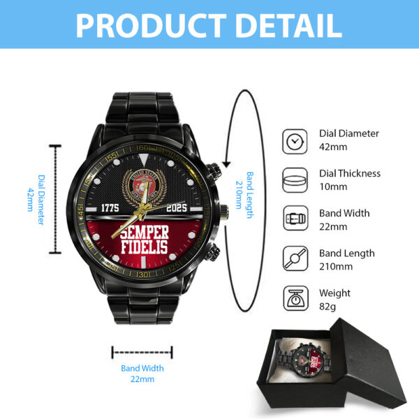 US Marine Corps Black Stainless Steel Watch - MAITM 12311