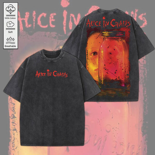 Alice in Chains 2D Acid Washed Cotton Shirt - MEDIA 151