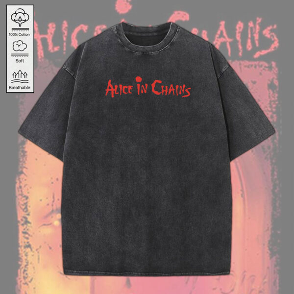 Alice in Chains 2D Acid Washed Cotton Shirt - MEDIA 151