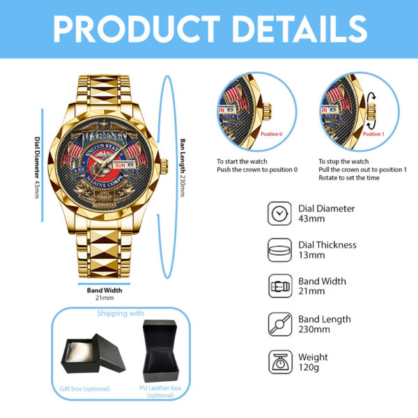 US Marine Corps Alloy Luxury Quartz Watch - TMTHU 107