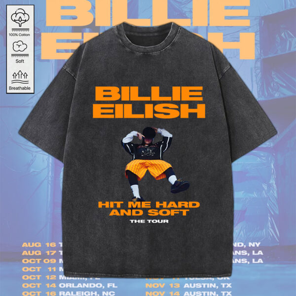 Billie Eilish 2D Acid Washed Cotton Shirt - MEDIA 148