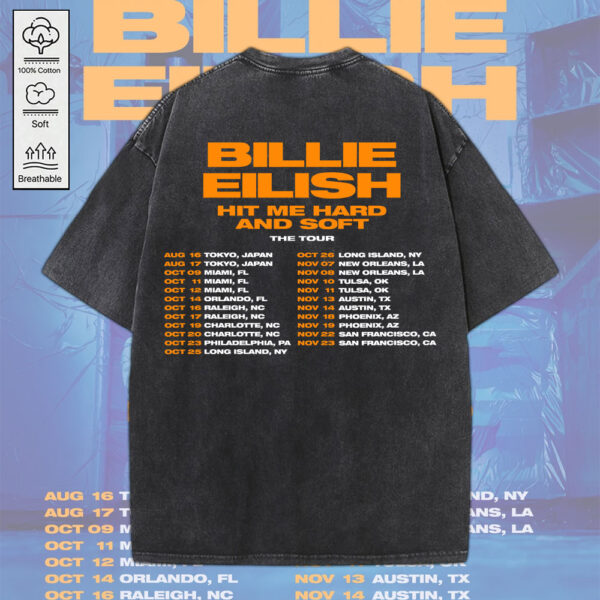 Billie Eilish 2D Acid Washed Cotton Shirt - MEDIA 148